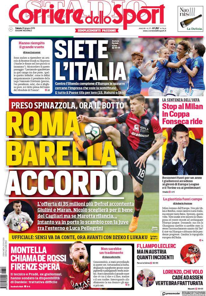 Rassegna Stampa La Prima Pagina Del Corriere Del 29 Giugno Calciotime 